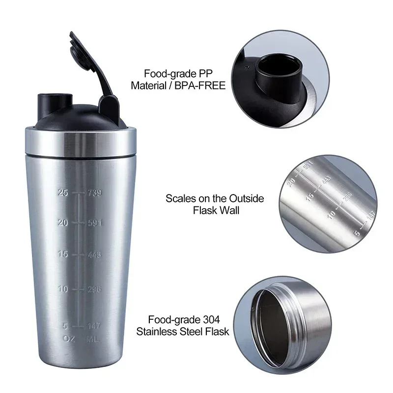 Gourde shaker en acier inoxyda - Fitness Nutrition Protein avis et prix