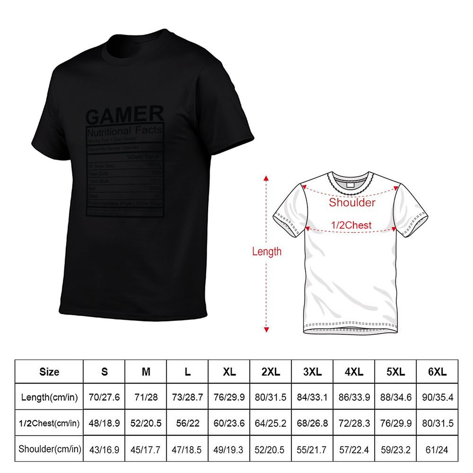 T-shirt Gamer avec tableau des - T Nutrition Fitness avis et prix